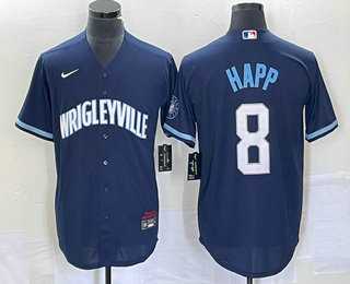 Mens Chicago Cubs #8 Ian Happ Navy City Connect Cool Base Stitched Baseball Jersey